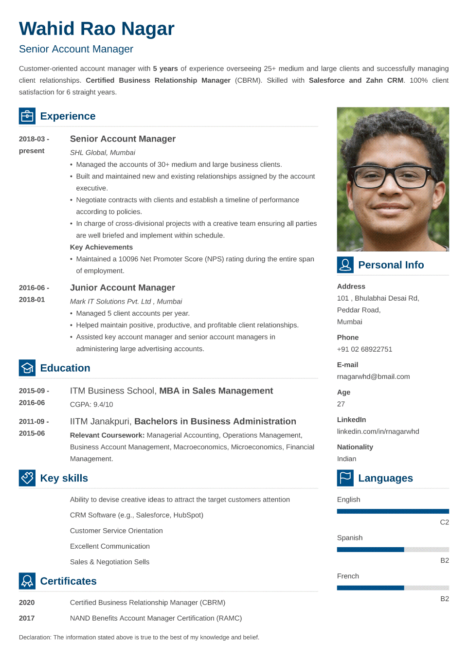 cv maker format