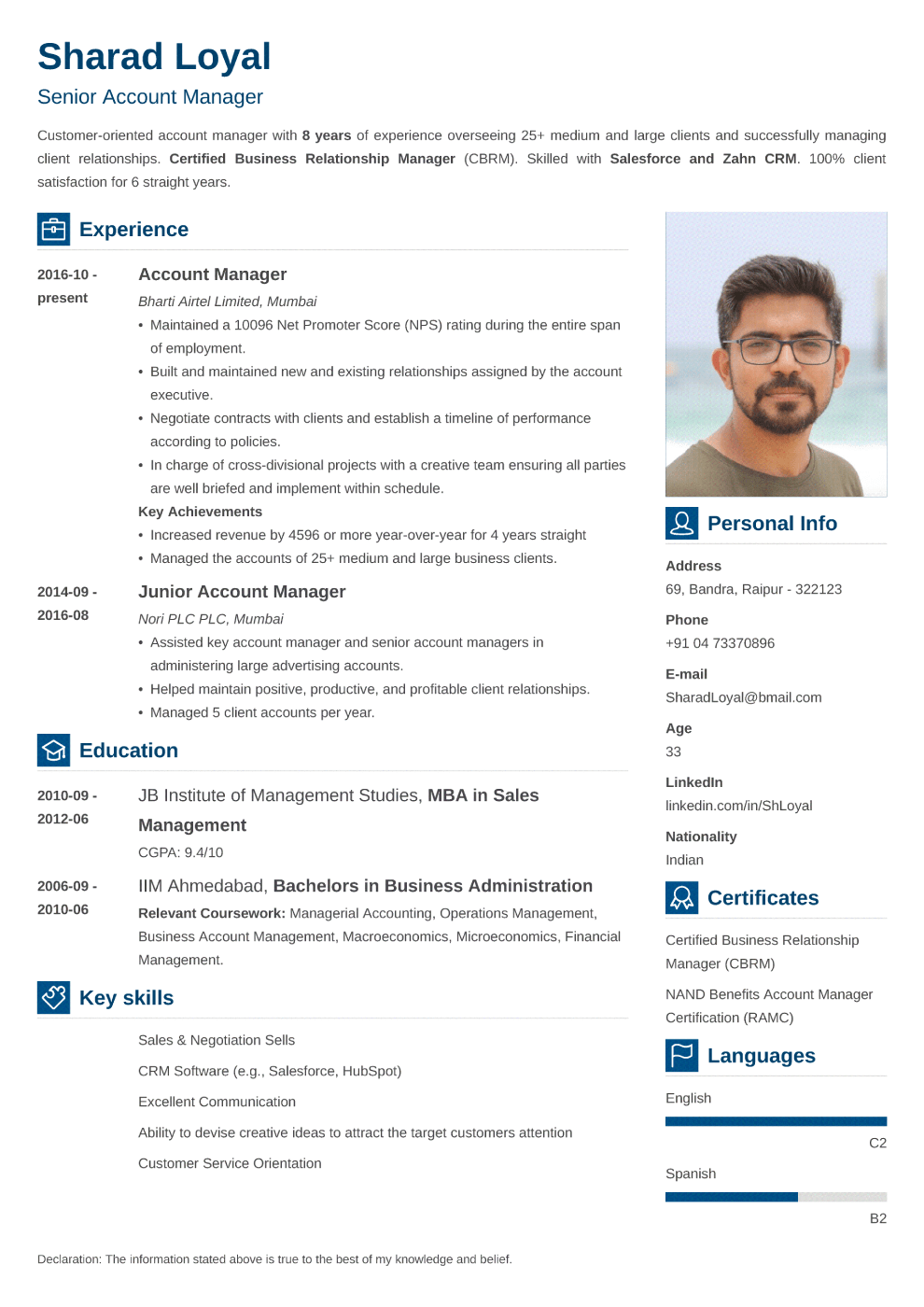Vibes Indian CV Template