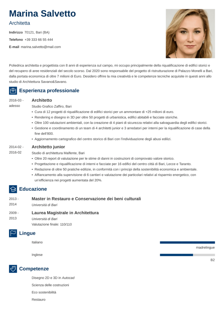 Esempio di curriculum vitae Newcast