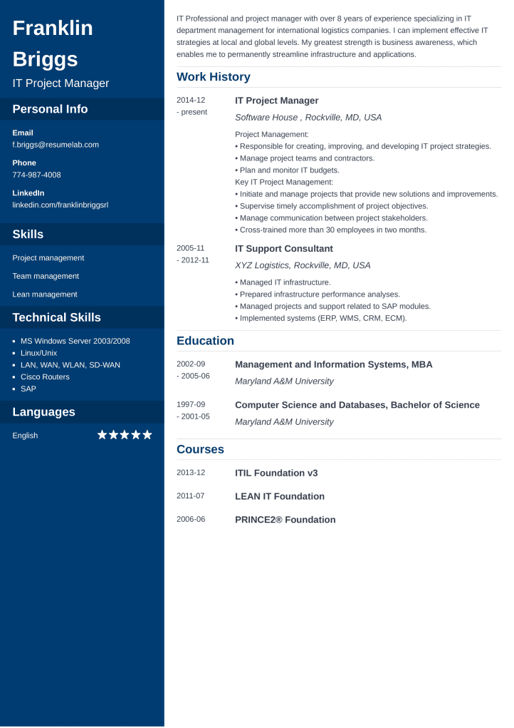 resume template cascade