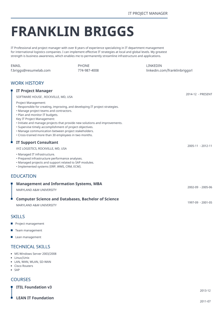 resume template classic