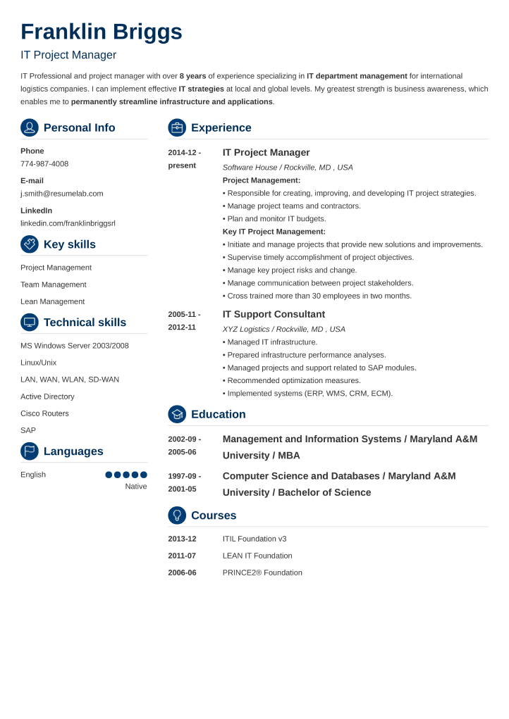 resume template for free download pdf