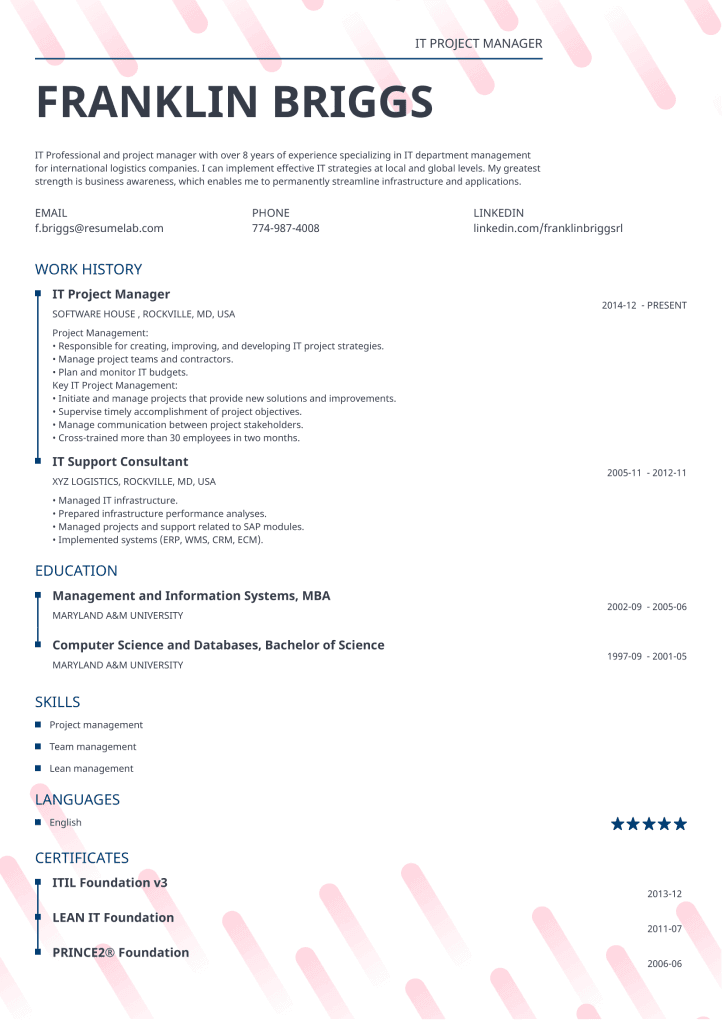 resume template dynamic