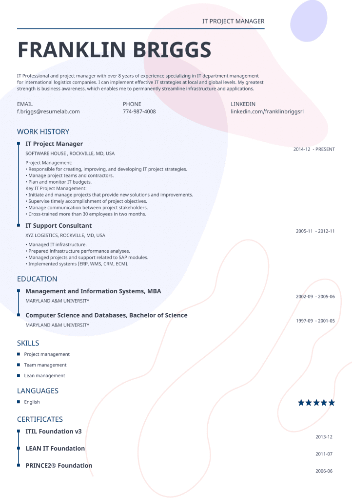 resume template impetus