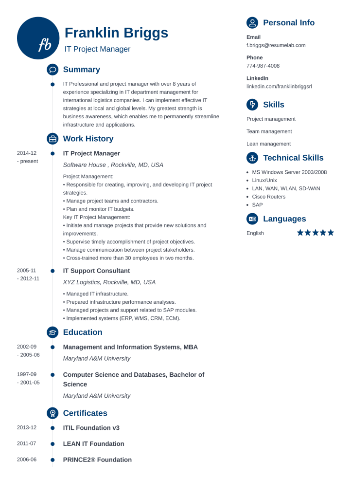 resume template primo