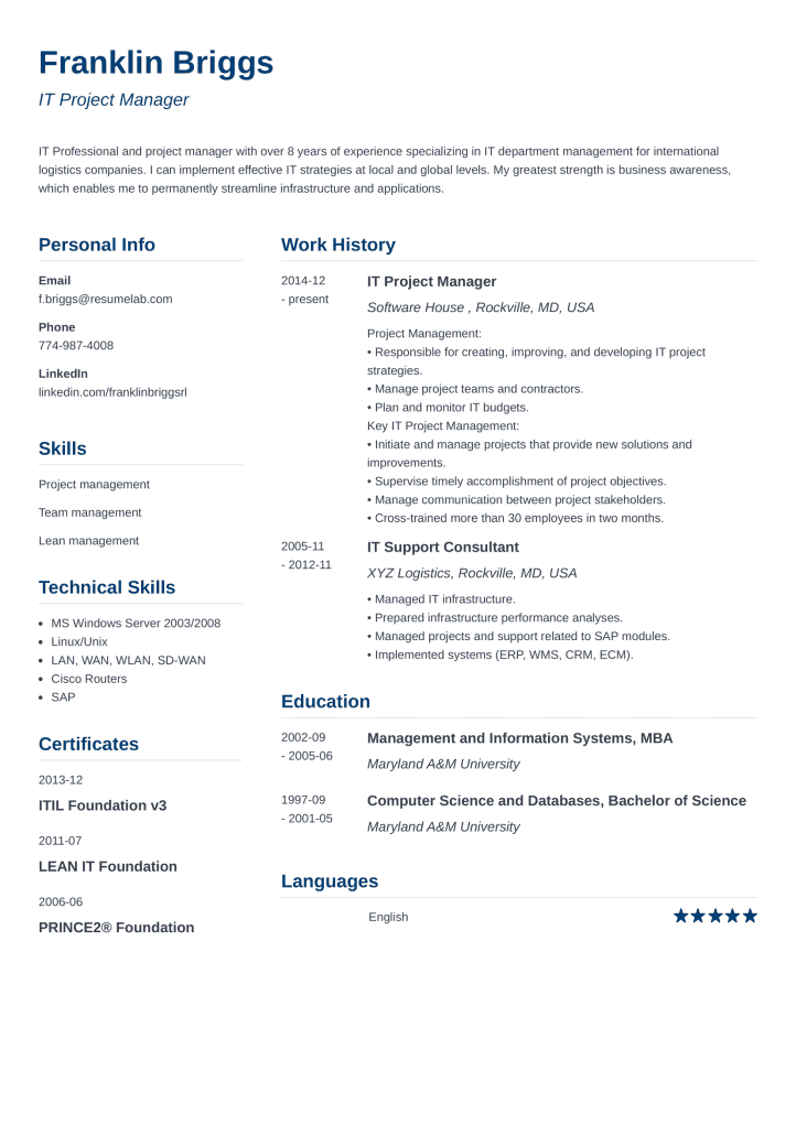 resume template simple