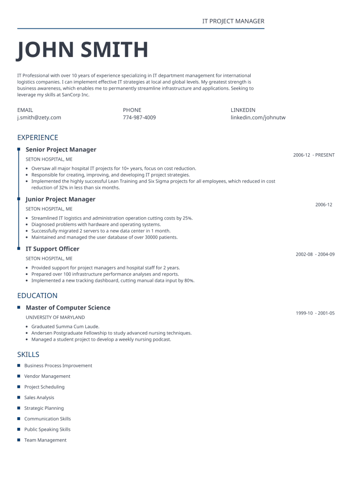 cv template classic