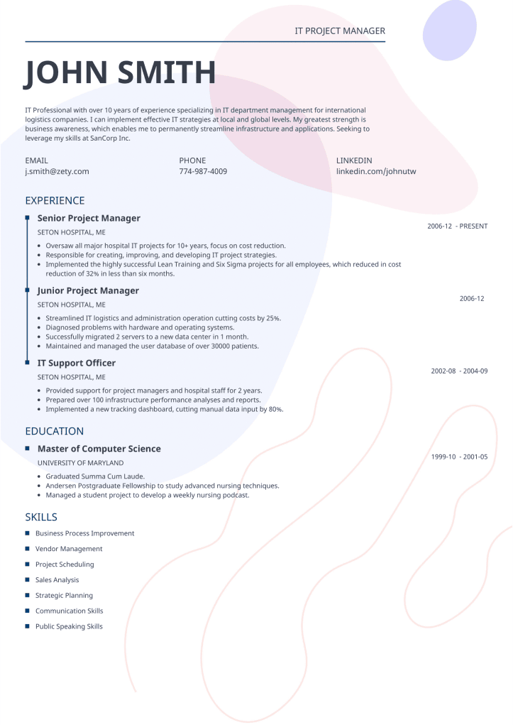 cv template impetus