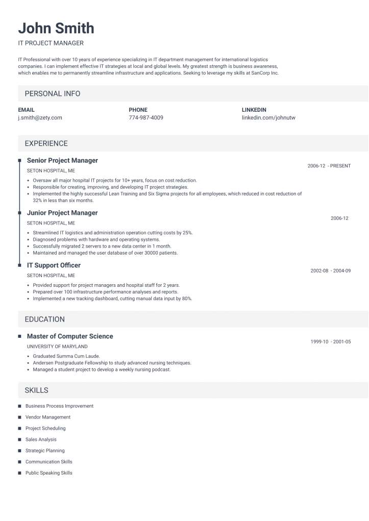 cv template vintage