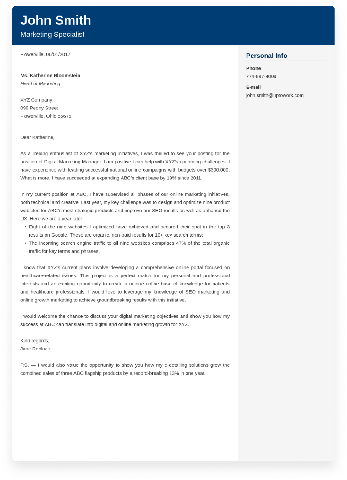 to build cover letter