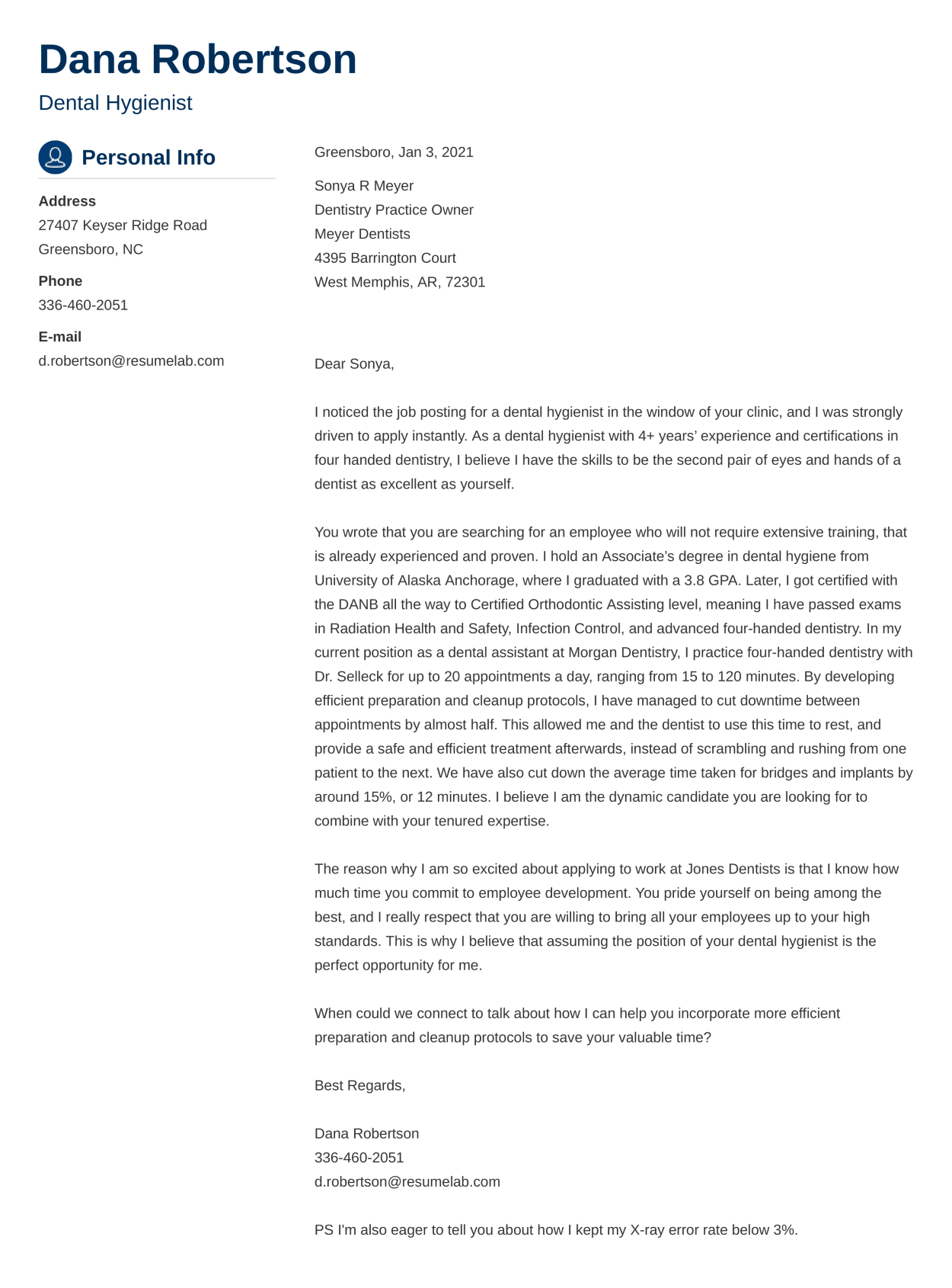 Good Cover Letter Example
