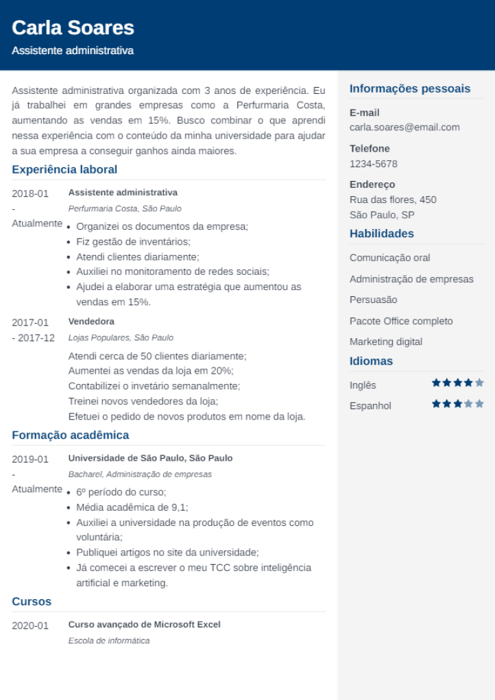 Exemplo de carta de apresentação para trabalho ou estudo