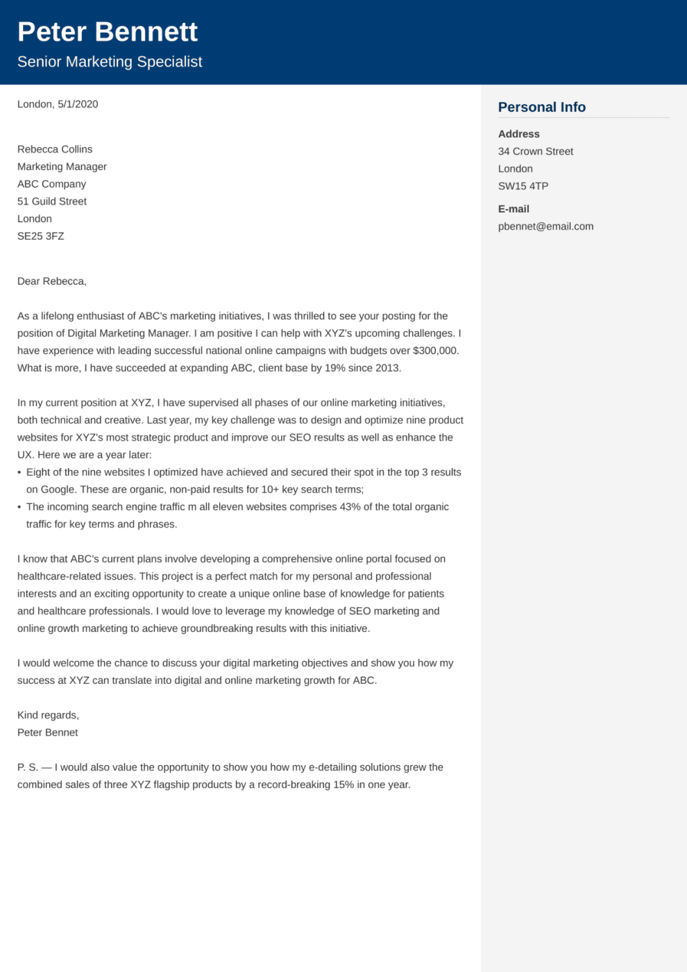 Cover Letter Example: Cubic Template