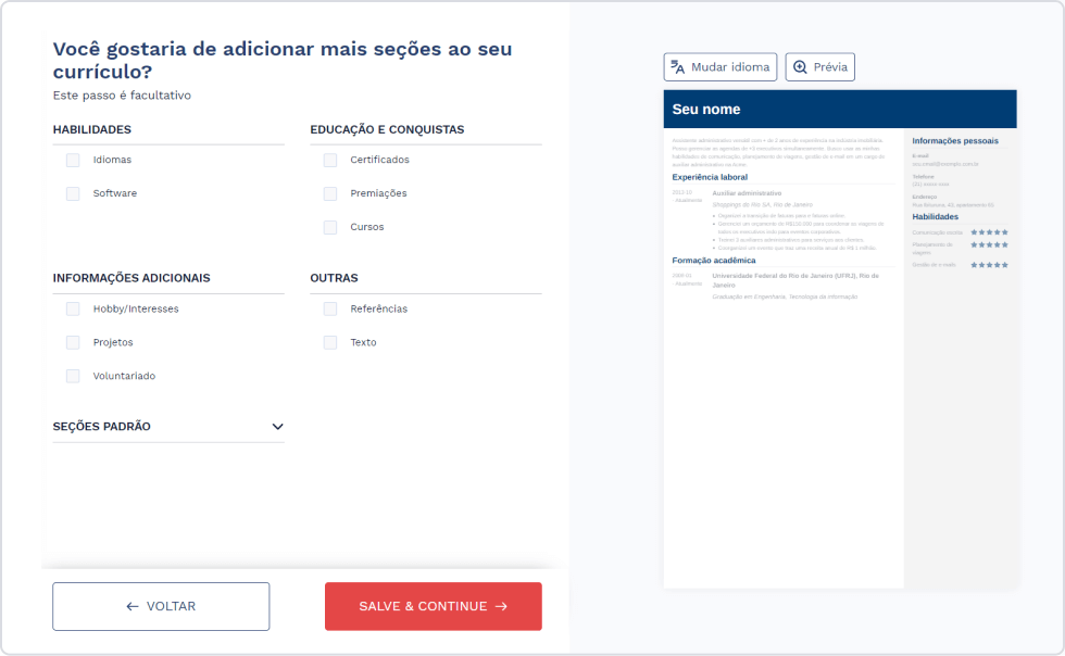 Gerador de currículo online - crie um currículo profissional