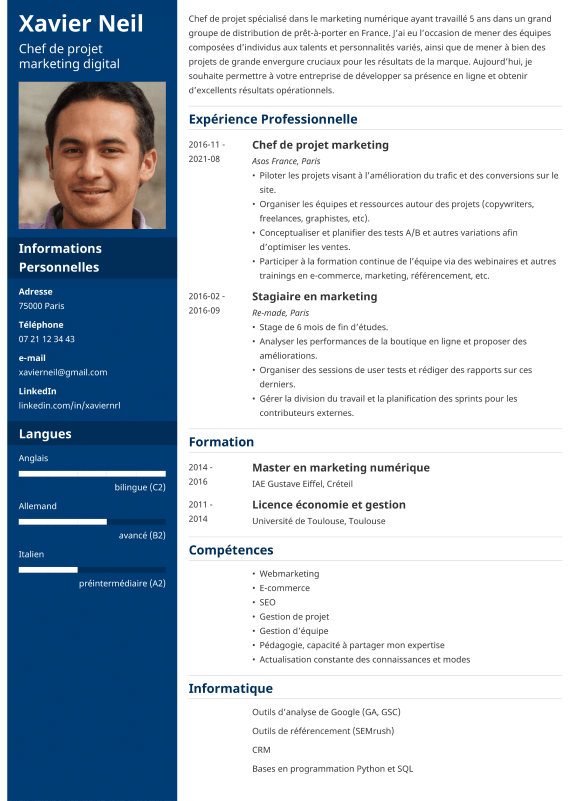 Exemple de CV professionnel