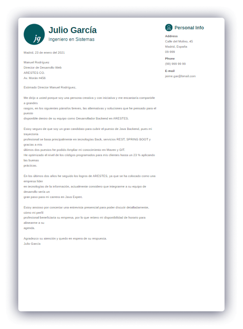 Carta de presentación y cv