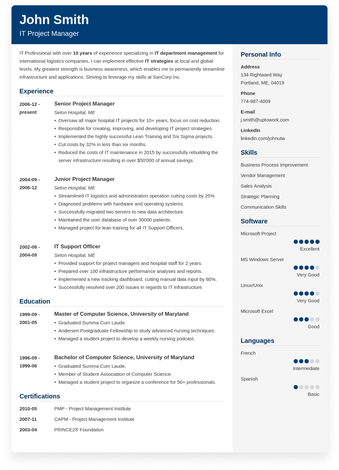 Resume Example Built with ResumeLab Builder