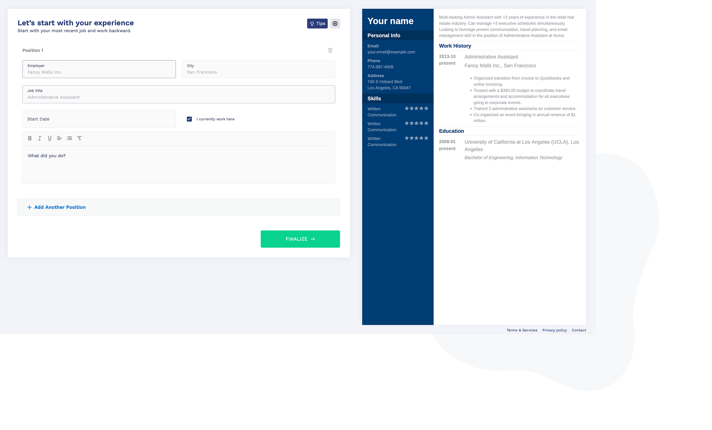 Resume Builder Document Preview