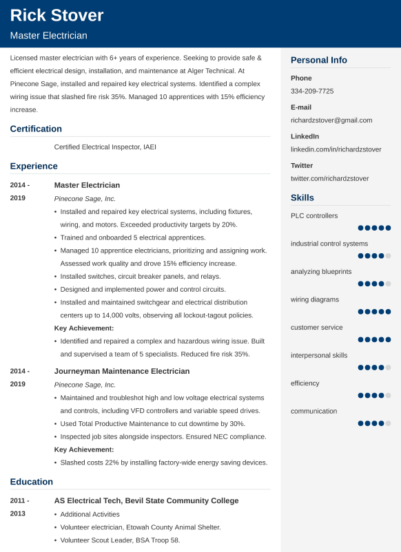 Curriculum vitae example