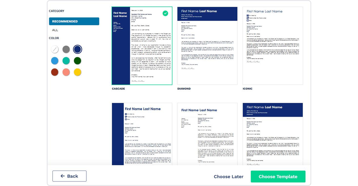 Choose a Cover Letter Template