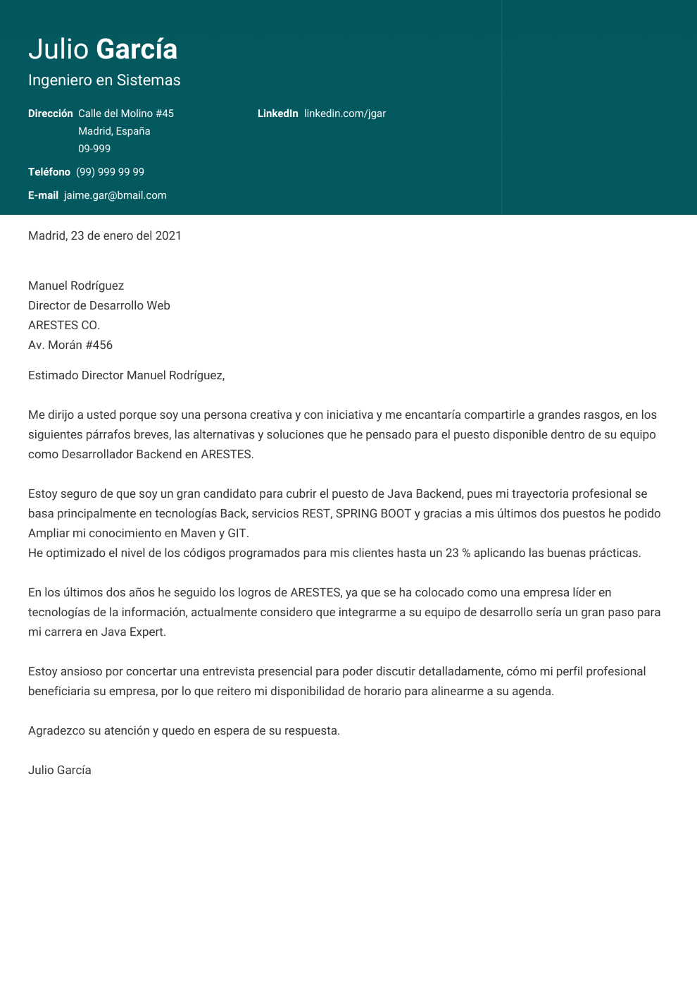 Plantillas de Carta de Presentación: Modelos para Descargar, image size:990x1400