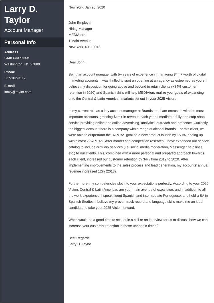 account manager cover letter examples