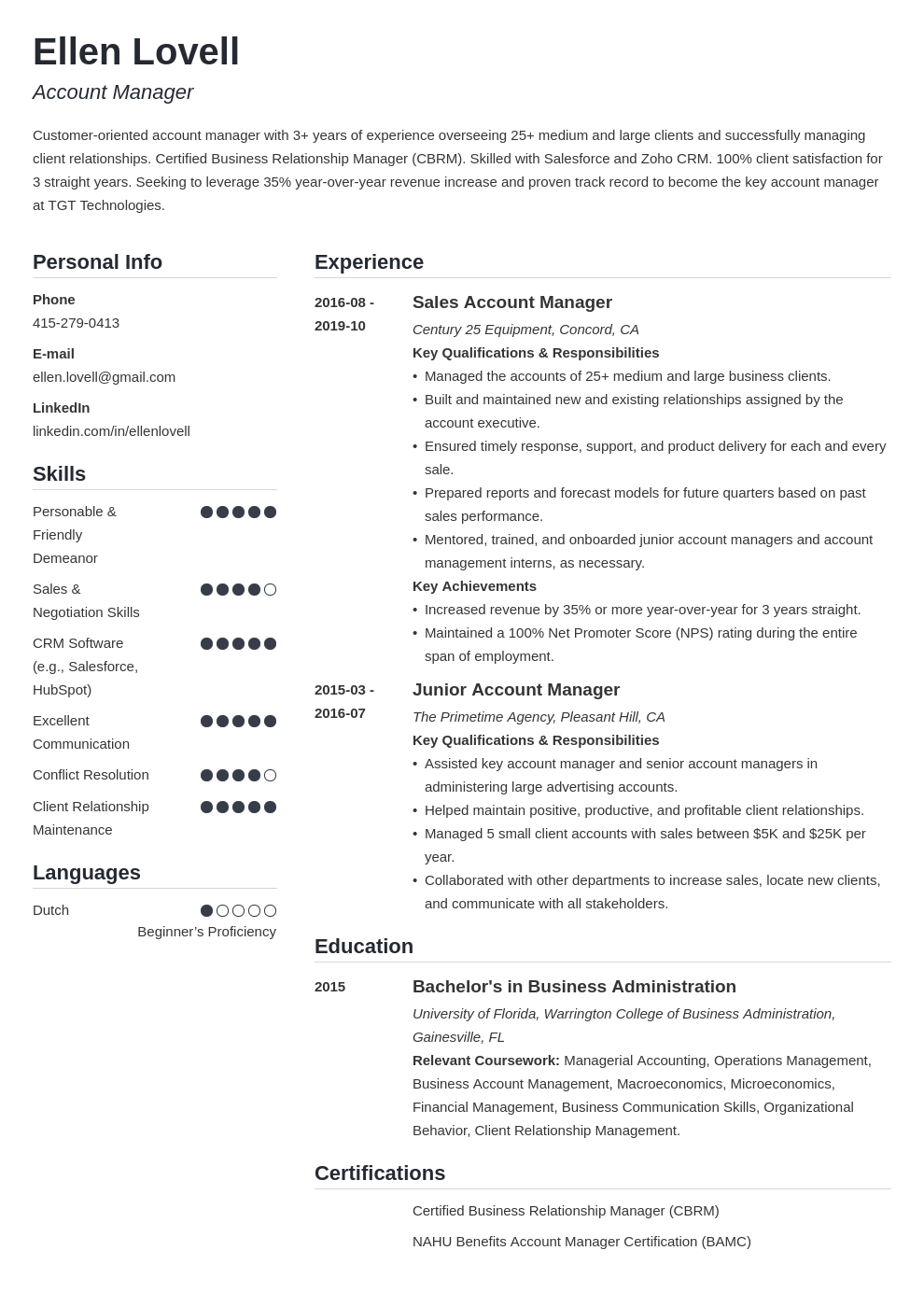 account manager template simple