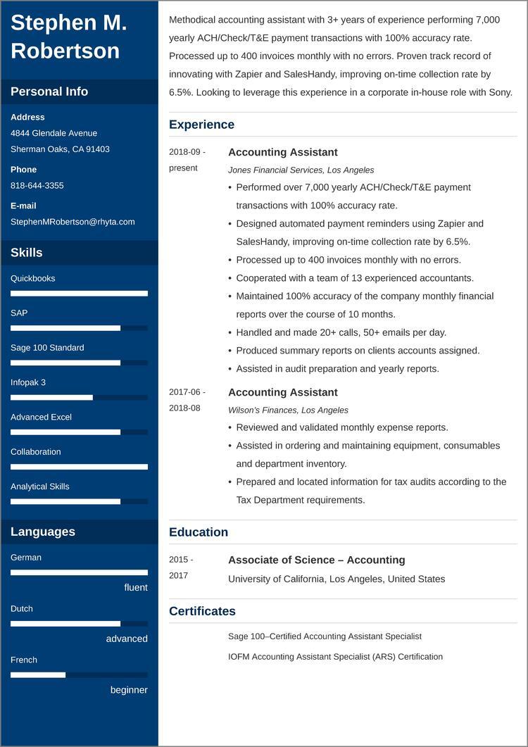 accounting assistant CV templates
