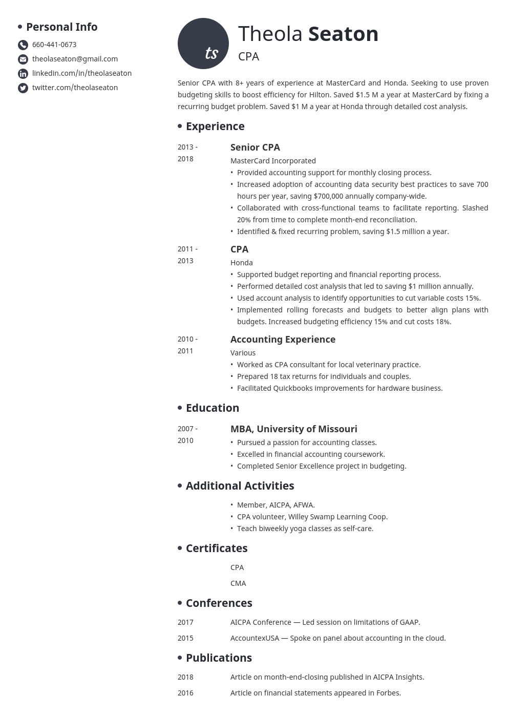 accounting template initials