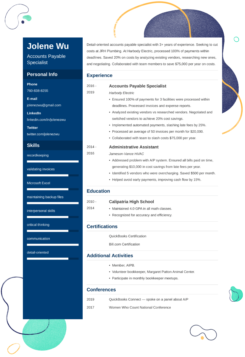 accounts payable cv example