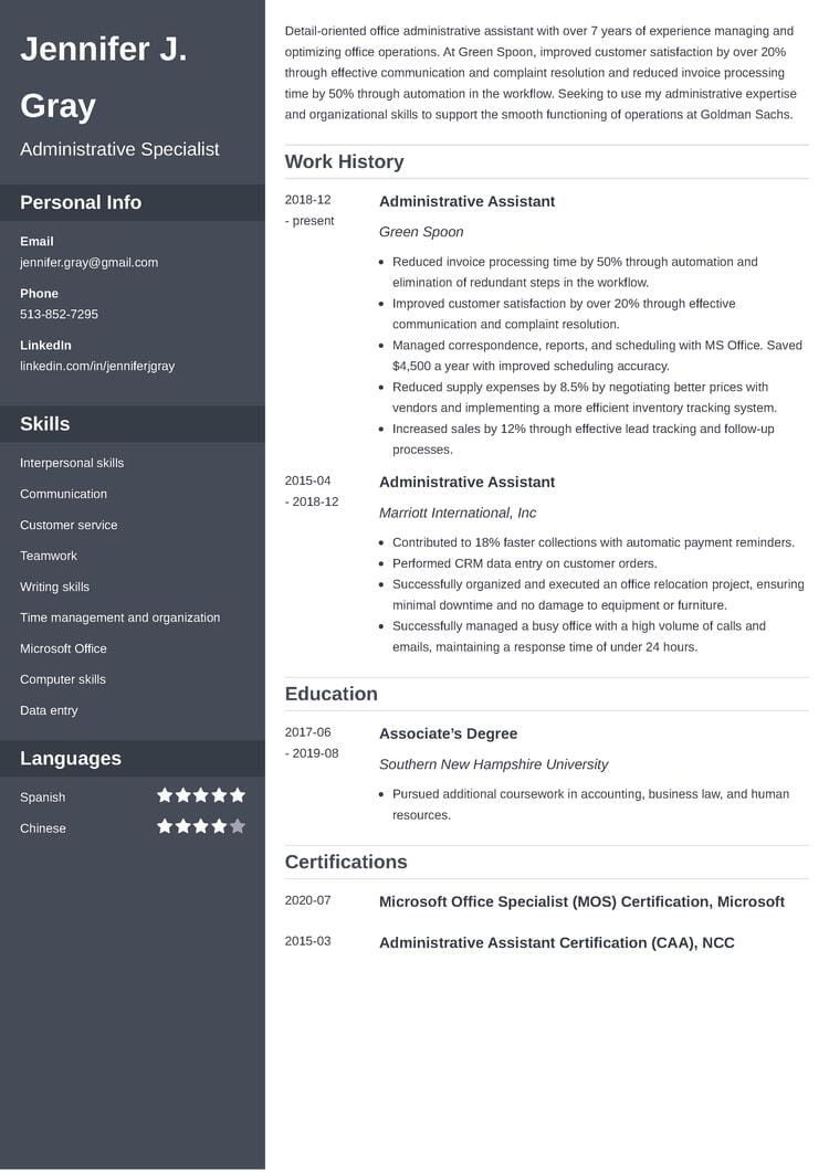 resume skills list for administrative assistant