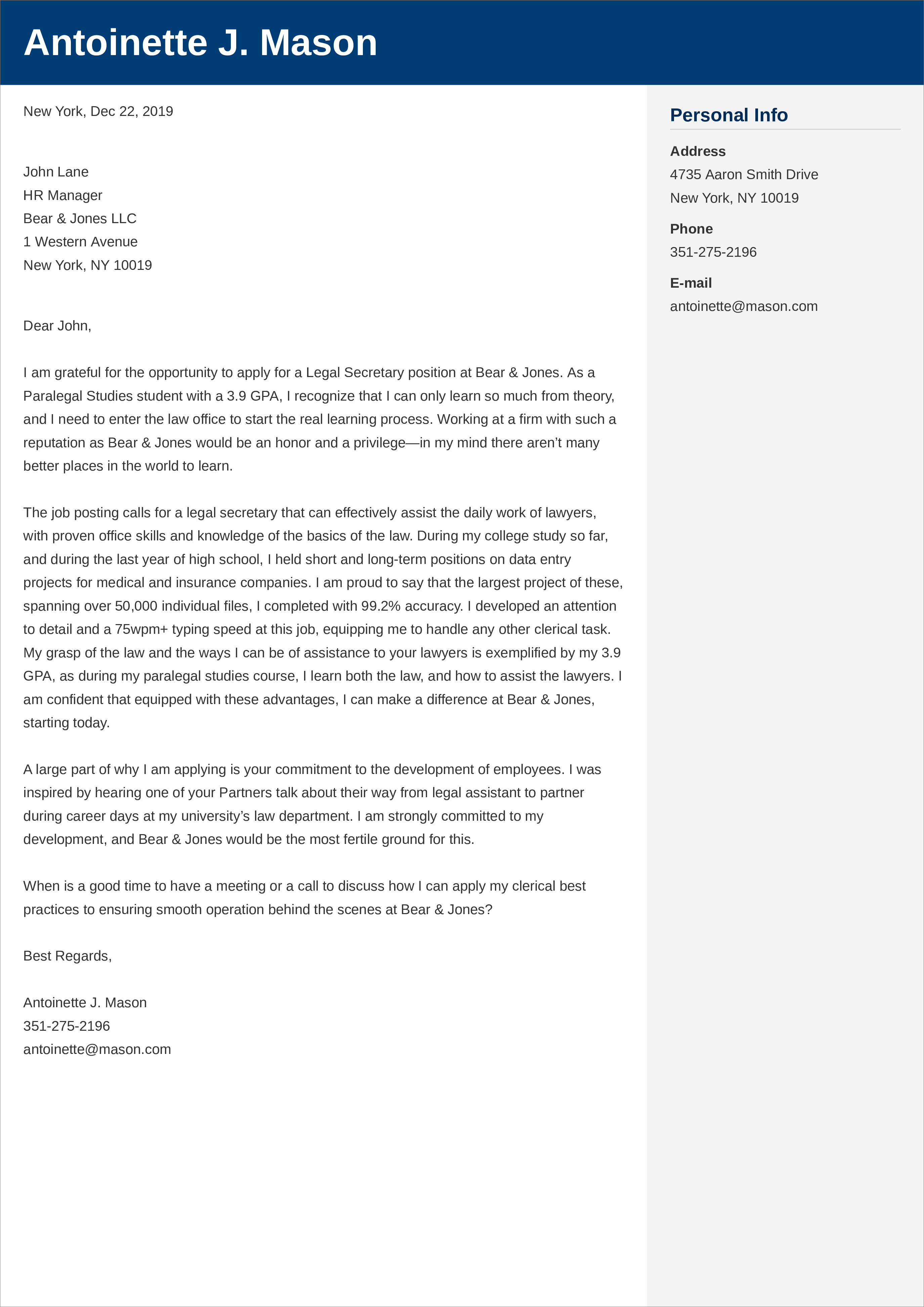cover letter for law firm with no experience