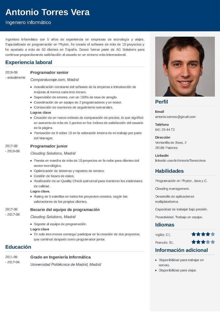 Curriculum Vitae De Inform tico Gu a Ejemplos Tips Curriculum Vitae De Inform tico Gu a Ejemplos Tips