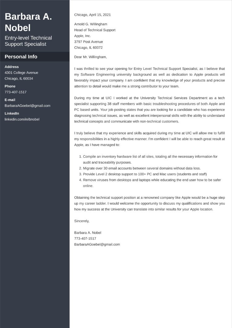 Apple Cover Letter Examples Templates To Fill