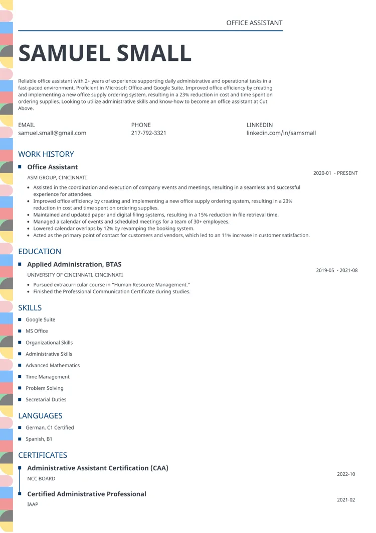 blank resume template profile