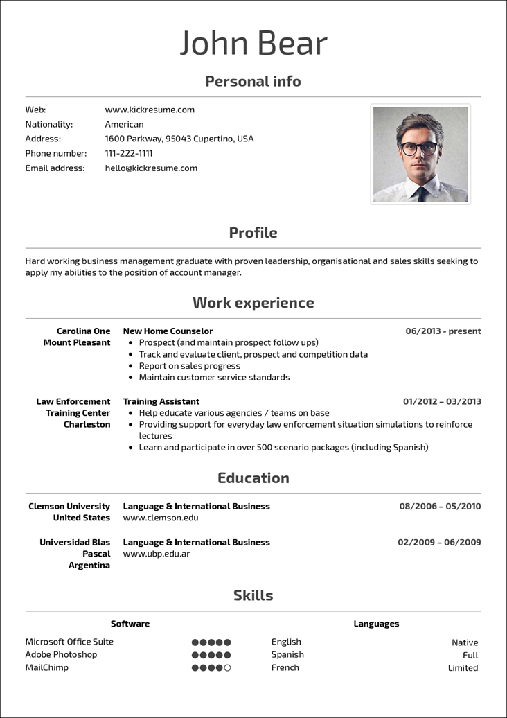 resume builder online for experienced