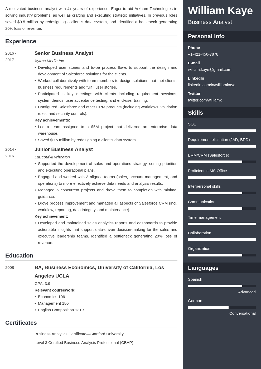 business analyst template enfold uk