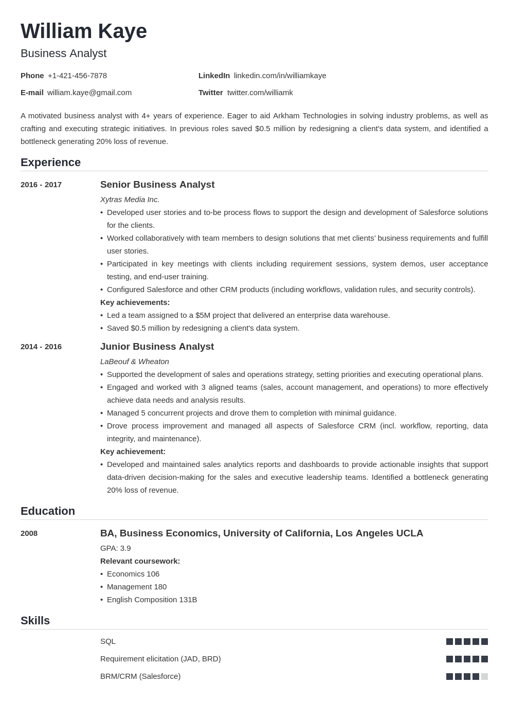 business analyst template nanica