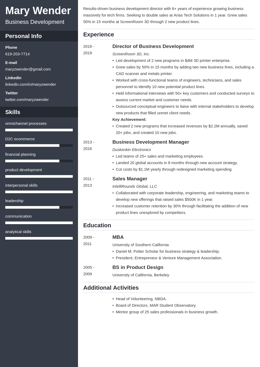 business development template cascade