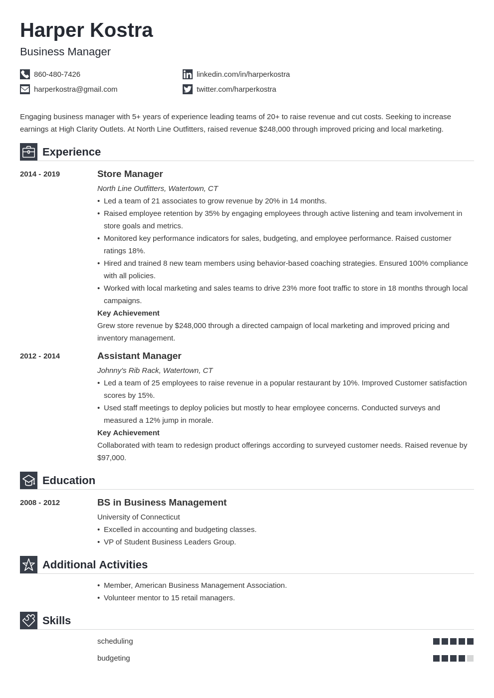 business manager template iconic