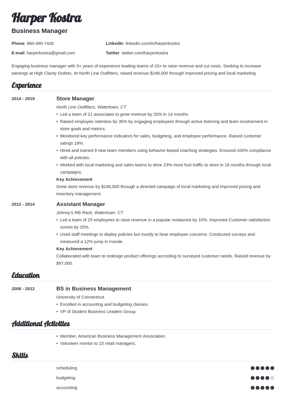 Business Manager Resume—Examples and 25+ Writing Tips