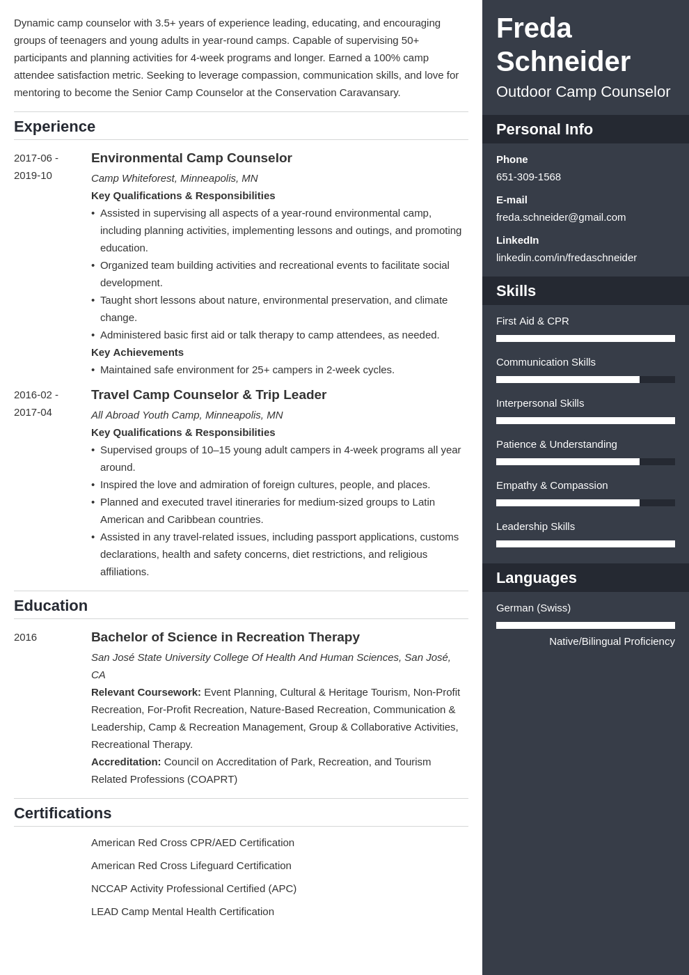 Camp Counsellor Cv Examples And 25 Writing Tips