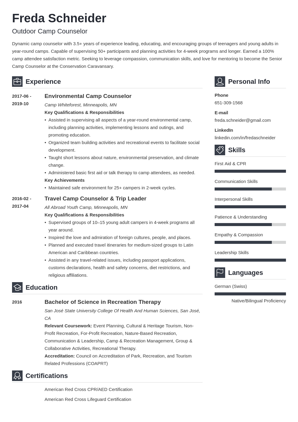 Camp Counsellor Cv Examples And 25 Writing Tips