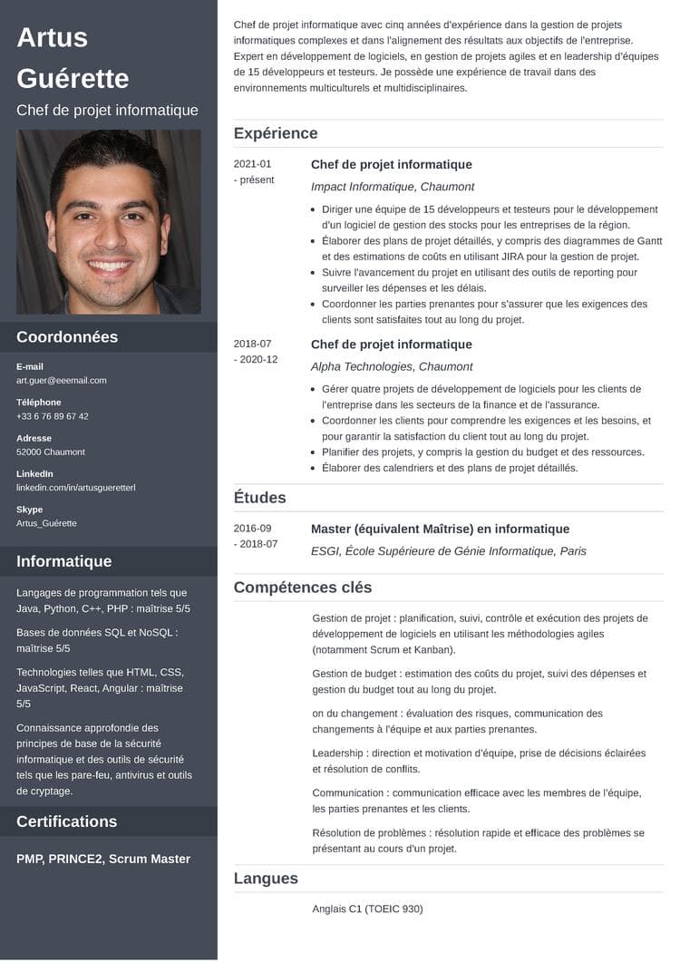 Exemple de CV Canada