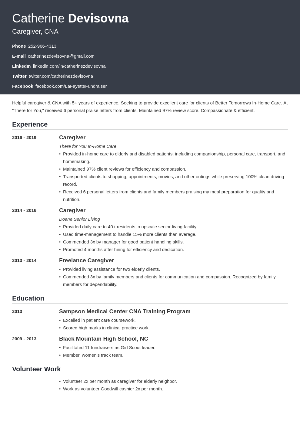 caregiver template influx