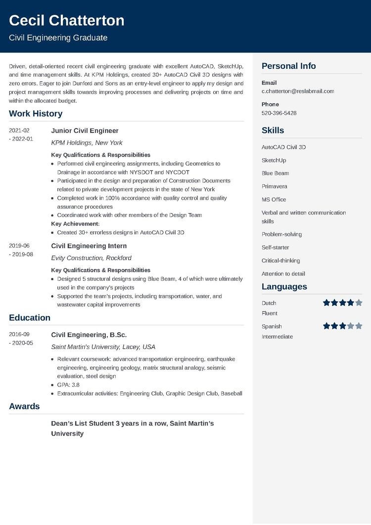 Entry Level Engineering Resume Sample And Writing Tips