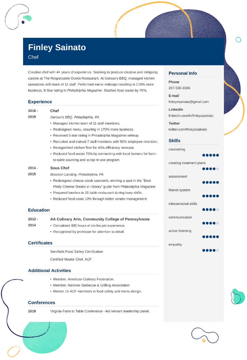 Chef Resume Examples: 25+ Writing Tips, Template & Skills