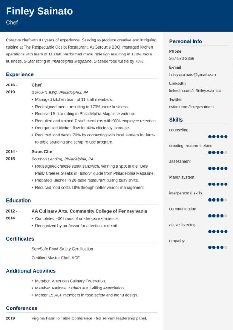 Chef Resume Examples: 25+ Writing Tips, Template & Skills