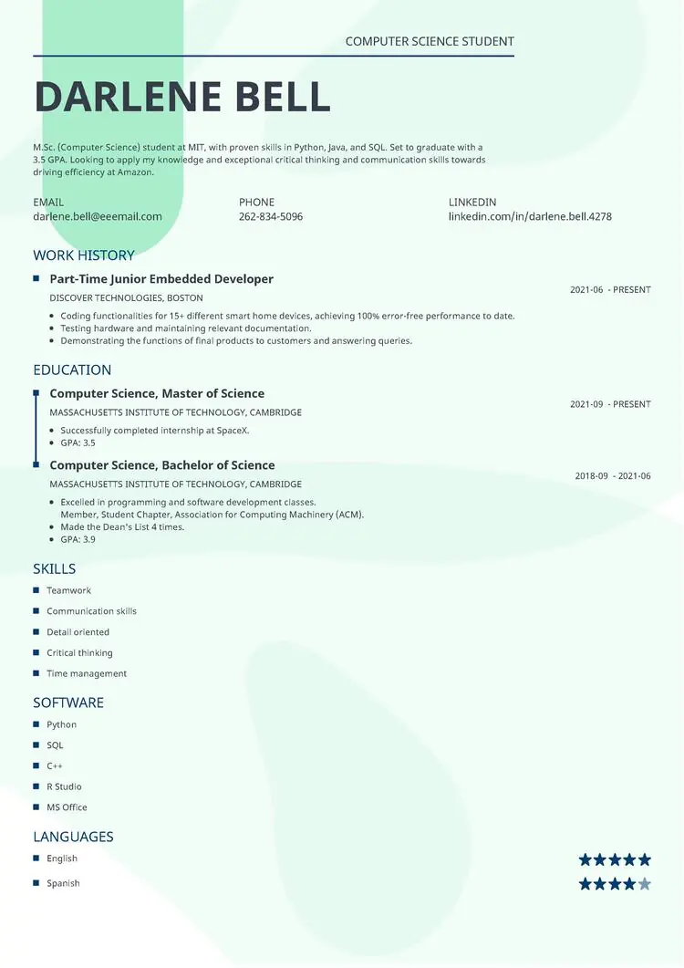 Reverse Chronological Resume Template
