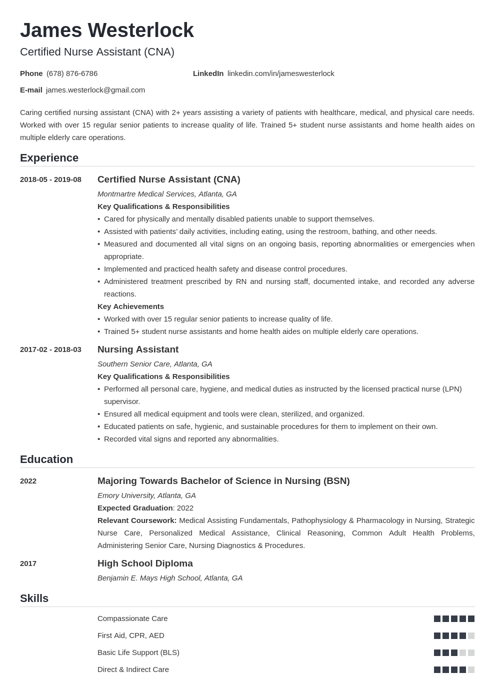 cna template nanica uk